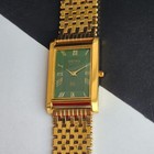 Vintage Seiko Slim Quartz Green Face Gentlemen s Wrist Watch - Free Shipping