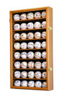 Baseball Display Case 40 Oak Wood Ball Mlb Holder Wall Rack Lock Cabinet Cabinet