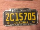 Ca  1951  2  Matching License Plates