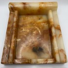 Vintage Onyx Stone Desk Tray Catchall Valet 6 5x8  Brown Marbled Mid Century