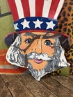 Vintage Uncle Sam Painted Metal Carnival Sign Circus Patriotic United States War