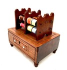 Antique Victorian Wooden Tabletop Cotton Reel Holder   Spool Sewing Stand Box