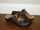 Dansko Womens Sz 39 8 5-9 Wedge Mules Clogs Brown Oiled Leather Mary Jane Shoes
