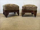 Rare 1830s Antique Empire Mahogany Foot Stools Bench Pair Window Seat