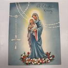 Vintage Glitter Christmas Card Church Famous Artists Studios W  Letter Envelope