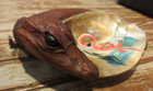 Vintage Alligator Taxidermy Abalone Shell Ashtray trinket Tray Florida Souvenir