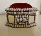 Antique Sea Shell Pin Cushion W  Mirror Panels Box Folk Art Sailor Valentine