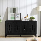 Mid Century Modern Sideboard Buffet Cabinet With 4 Doors 60 7  Black