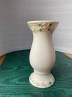 Vintage White Porcelain Bud Vase With Hand-painted 3d Pink Rose Green Leaves
