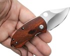 Stubby Pocket Knife  Small Folding Lock Blade  With Wood Handle  Leaf Blade  New