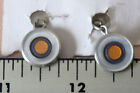 Unused Art-deco mid-century Cufflinks   Round Orange Blue Silver