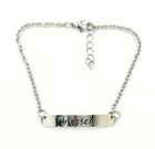 Blessed Quote Charm Anklet Ankle Bracelet Stainless Steel Chain 8 3 4  - 10 