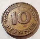 10 Pfennig 1950 G Germany Coin Bundesrepublik Deutchland Oak Karlsruhe Mint