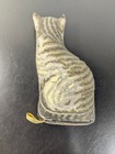 The Toy Works Gray Brown Eye Tabby Cat Plush Pillow 8   Made In Usa
