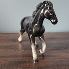 Vintage Mcm Horse Figurine Black   White 5  X 6  Glossy Ceramic porcelain