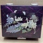 Vtg Korean Mother Of Pearl Peacock Musical Jewelry Box Lacquer Inlay No Key