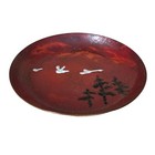 Vintage Mid Century Enamel Copper Birds Flying Over Trees Trinket Dish Signed