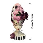 25cm Franken-stein Mon-ster Bride Bust With Pink Hair Halloween Decor