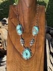 Navajo Sterling Silver Blue Turquoise Lariat Adjustable Chain Necklace R Yazzie