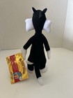 Looney Tunes Sylvester Cat Plush Stuffed Animal 12in Black White Red Nose Tag