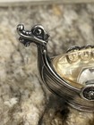 Viking Ship Form Open Salt With Liner Magnus Aase Sterling Silver Norway W Spoon
