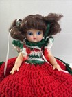 Christmas Doll Decor Vintage Handmade Knit Crochet Movable Arms Tree Topper