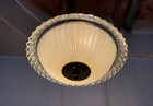 Rewired Vtg Art Deco Mcm Semi Flush Mount Glass Ceiling Light Ivory Cream Gold