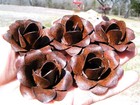 Five Medium Rusty Roses  Metal Flowers For Embellishments And Accents
