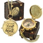 Antique Brass Compass With Leather Case     Functional Nautical Pocket Compass 