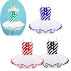 Us Girls Christmas Striped Bow Ballet Leotard Tutu Dress Ballerina Dance Costume