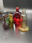 Assorted Lot Of Five Miniature Colored Glass Bottles Stoppers Bitters President