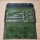 Keuffell   Esser Co  Mercury Drafting Drawing Stencil Leather Vtg Btn Case Green