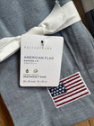 New Set Of 8 Pottery Barn American Flag Icon Chambray Blue Cotton linen Napkins