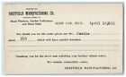 1911 Sheffield Manufacturing Co  Burr Oak Michigan Mi Antique Postal Card