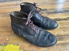 Vintage 1930s 194os Leather Work Boots Ankle 10 5e Workwear Miner Farm 30s 40s