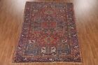 Pre-1900 Vegetable Dye Heriz Serapi Antique Rug 8 x11  Handmade Living Room Rug