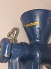 Vintage West Germany Cast Iron Hand Crank Meat Grinder Clamp Mount Blue Red