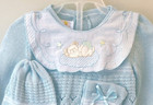 Nwt Boutique Blue 4pc Bear Knit Pant Set Newborn 0 Baby Boys Hat 100  Cotton