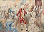 Antique Framed 19th C  Original Watercolor On Paper  victorian Ball Scene 