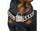 Dog Chain Collar 19 5  With Cubic Zirconia Lock High Polished Stainless Steel 