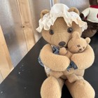 Fisher Price Vintage Plush Teddy Bear 15    248 Blue Flower Dress With Baby