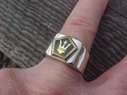 1989 Maserati Chrysler Tc Silver Chrome Ring Size  13 Nos Unique Logo Hi-quality