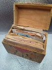 Wooden Vtg Heart Recipe Box Handwritten Recipes And Cut Outs 1270