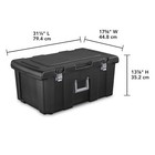 Footlocker Storage Chest Trunk Box Bin Containers Portable Durable Plastic Black