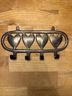 Vintage Metal Heart Key Holder Hanging Decor - 4 Hooks 8   x4   
