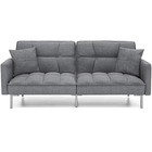 Modern Grey Linen Split-back Futon Sofa Bed Couch
