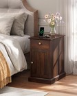 Narrow End Table Nightstand Charging Station Usb Ports Drawer Cabinet Espresso