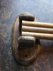 Vintage Folding Towel Wood Rack Hanger - 3 Drying Arms Wall Mount Prim Rustic