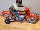 Vintage Tin Wind Up Technofix Ge258 Motorcycle W   4 Driver U s  Zone Germany