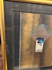 Huge Davis Signed Framed Mixed Media Collage Abstract Gold Black Textured Art
